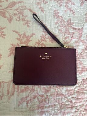 kate spade Plum Saffiano Leather Wristlet with Gold Hardware